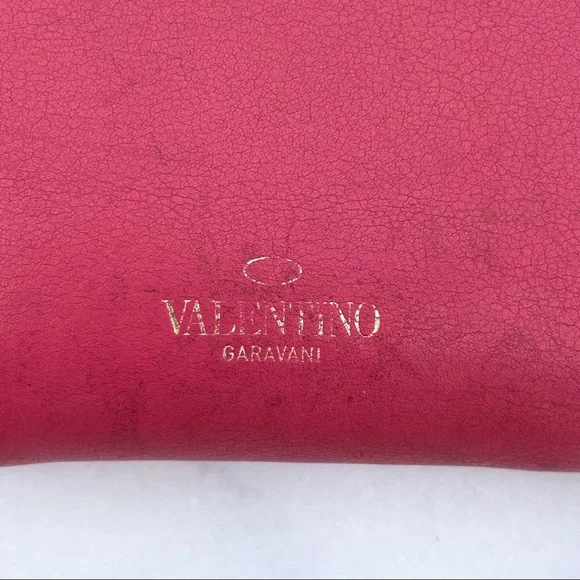 Valentino Rockstud hot pink mini leather zip wallet